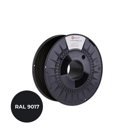 Tlačová struna (filament) C-TECH PREMIUM LINE, PLA, dopravná čierna, RAL9017, 1,75mm, 1kg